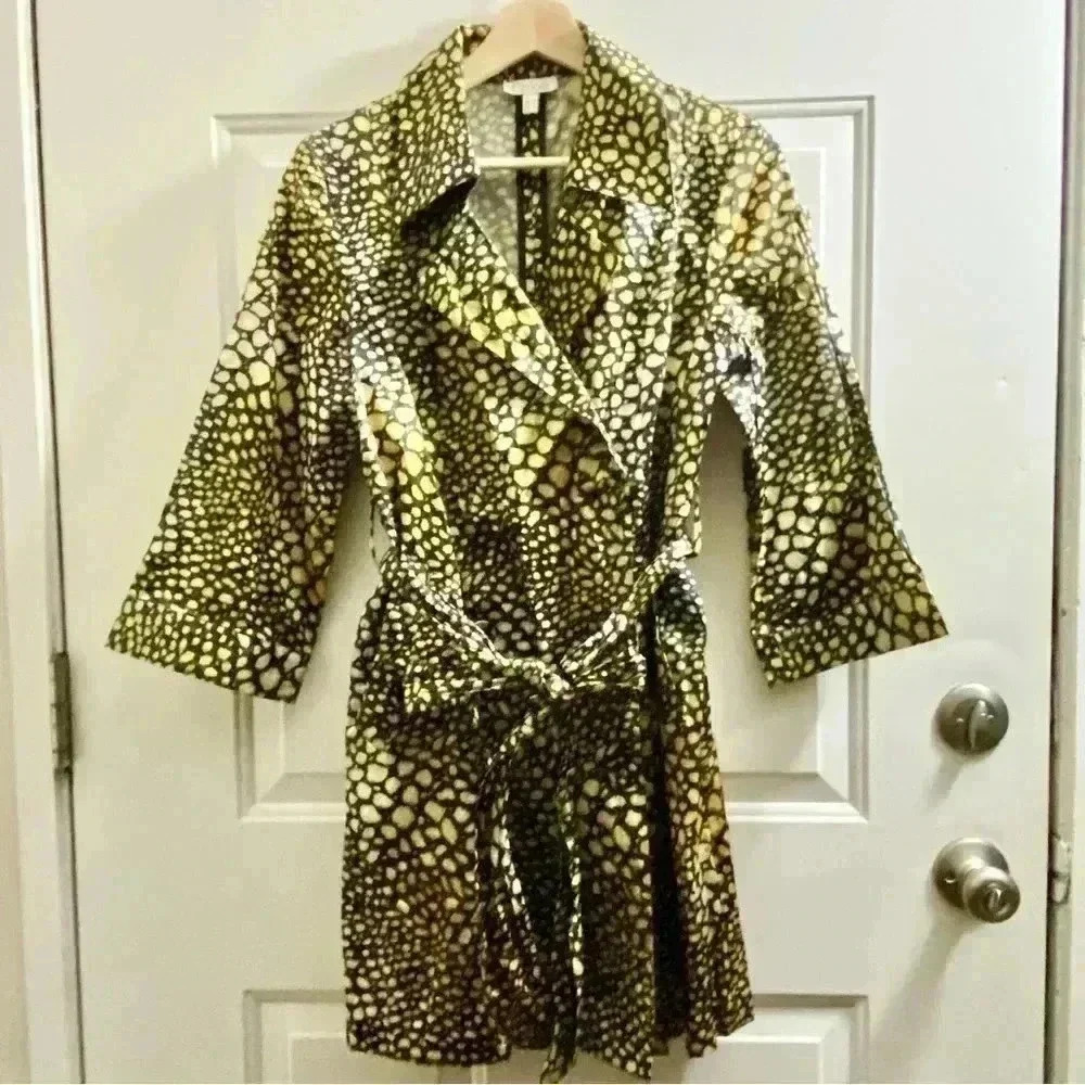 Vintage CHLOÉ coat trench coat waterproof Animal Print belted US6 EU398 MX4